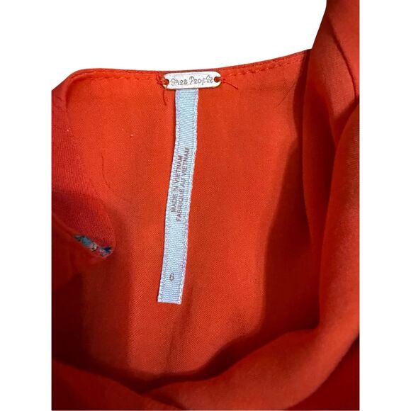 🌺NEW Free People Mockingbird Coral Red Floral Print Backless Mini Dress Sz 6 - Picture 4 of 14